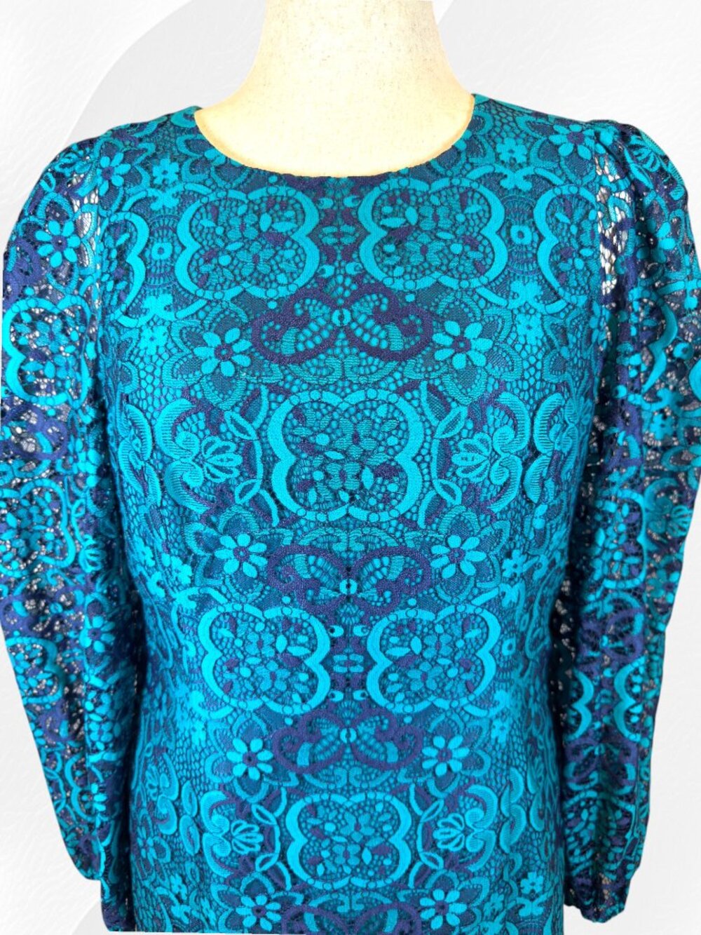 Lilly Pulitzer Georgi Lace Shift Dress Size 12 Valencia Teal Navy Carnival Lace - Picture 2 of 10